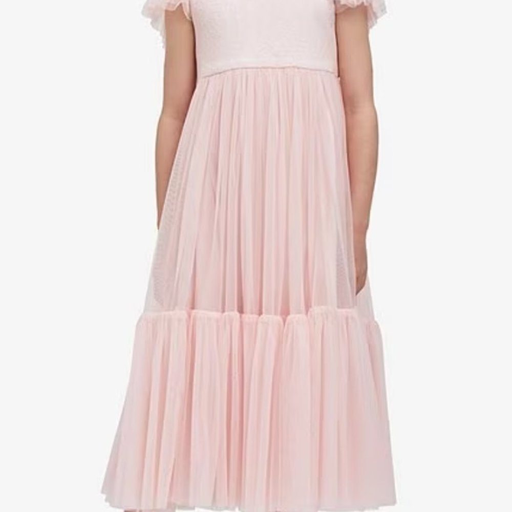 Bardot Big Girls size 16 Kaia Flutter-Sleeve Lace-Overlay/Tulle Ballgown